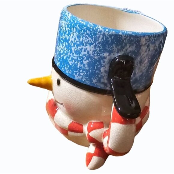 Hallmark Mitford Tipsy Snowman Mug Jan Karon  3D Christmas Coffee X 2 Vintage - Picture 7 of 10